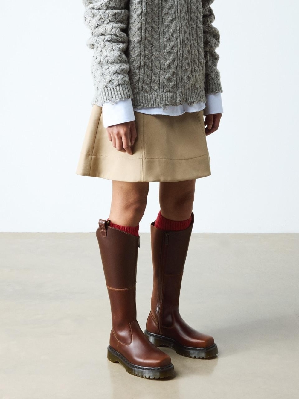 Dr. Martens Amaayah Knee High Leather Boots Butterscotch Orleans Size 9/41 EU